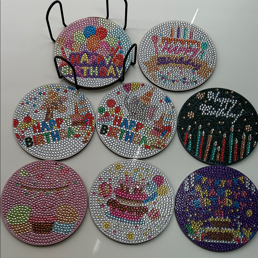 Colorful Happy Birthday Coaster Set